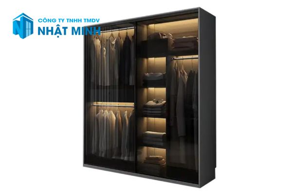 Tủ Áo Cánh Kính Khung Nhôm Đen Mờ
